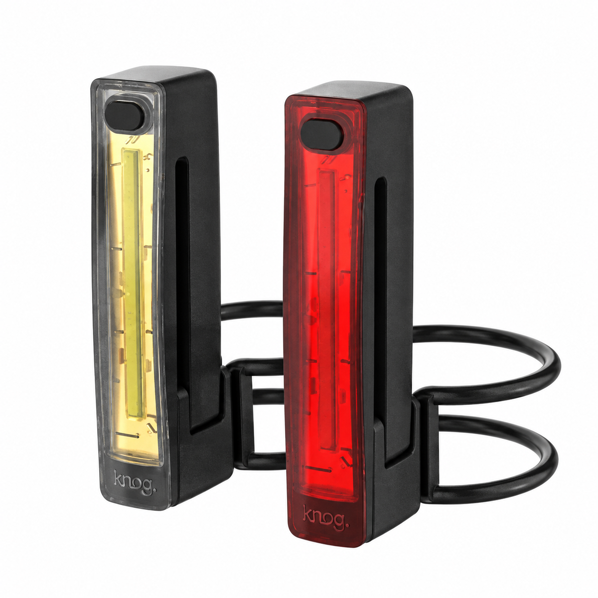 Luci anteriore e posteriore KNOG PLUS TWINPACK 40/20 lumen nere — vista del prodotto su sfondo bianco
