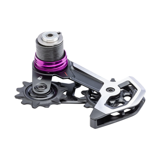 Gabbia completa del cambio posteriore a 7 velocità SRAM XX DH T-TYPE EAGLE AXS — 11.7518.104.029 — foto del componente su sfondo bianco