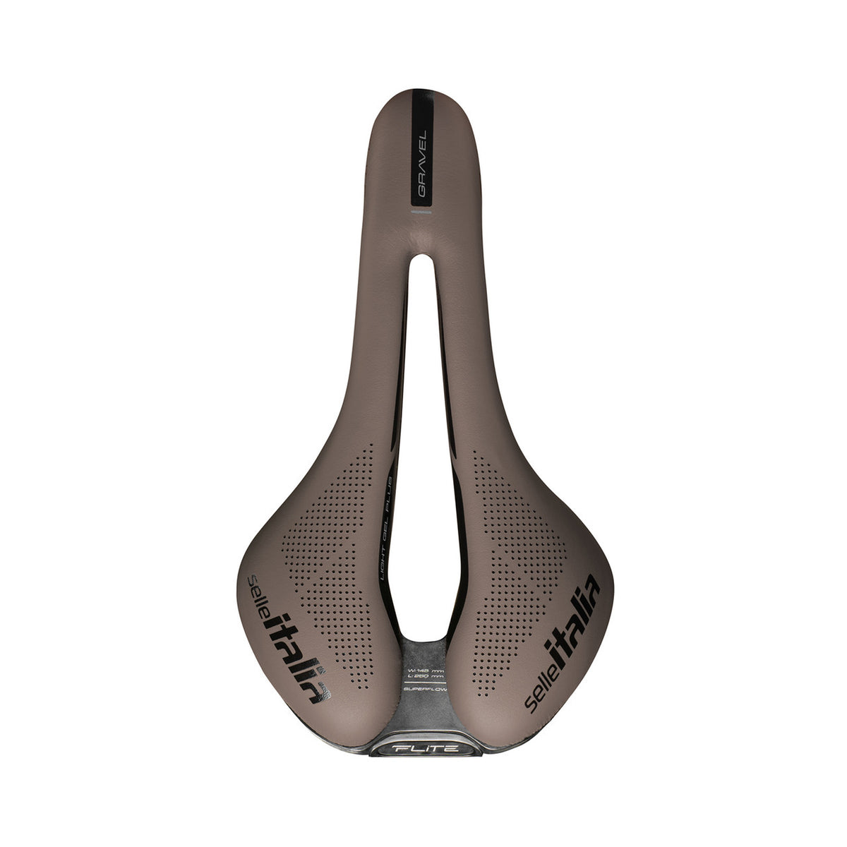 Sella SELLE ITALIA FLITE BOOST GRAVEL SUPERFLOW L3 con binari TI 316 marrone — vista dall’alto, colore marrone L3