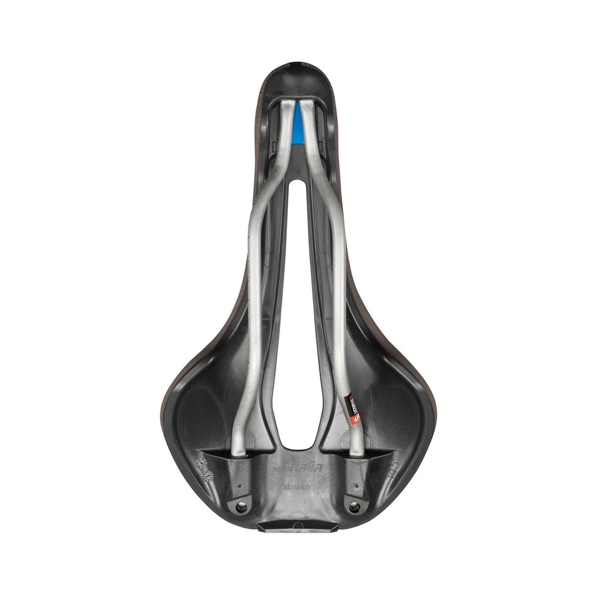 Sella SELLE ITALIA FLITE BOOST GRAVEL SUPERFLOW L3 con binari TI 316 marrone — vista dal basso e binari Ti316 L3