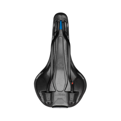 Sella SELLE ITALIA FLITE BOOST TM S con binari in manganese nera — vista dal basso e binari in manganese