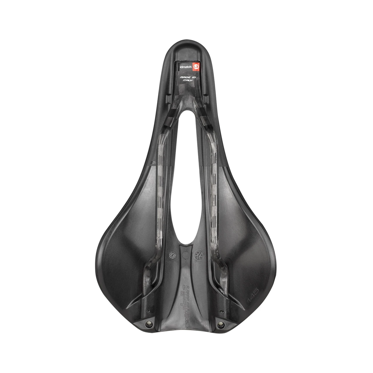 Sella SELLE ITALIA NOVUS EVO BOOST SUPERFLOW L KIT CARBONIO L con binari in carbonio nera — vista dal basso