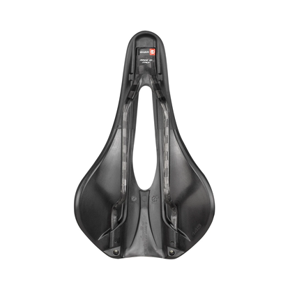 Sella SELLE ITALIA NOVUS EVO BOOST SUPERFLOW L KIT CARBONIO L con binari in carbonio nera — vista dal basso