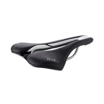 Sella SELLE ITALIA SLR BOOST ENDURANCE SUPERFLOW L con carrello Ti316 nera — vista a tre quarti