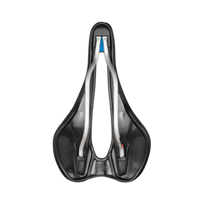 Sella SELLE ITALIA SLR BOOST ENDURANCE SUPERFLOW L con carrello Ti316 nera — vista dal basso e del carrello Ti316