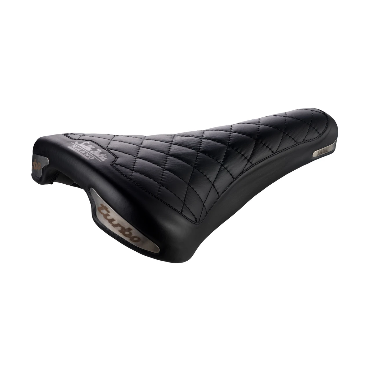 Sella SELLE ITALIA TURBO BONNIE con binari in manganese nera — vista di tre quarti