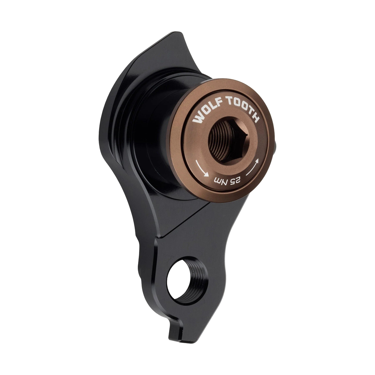 Forcellino del cambio WOLFTOOTH UDH color espresso — prodotto su sfondo bianco