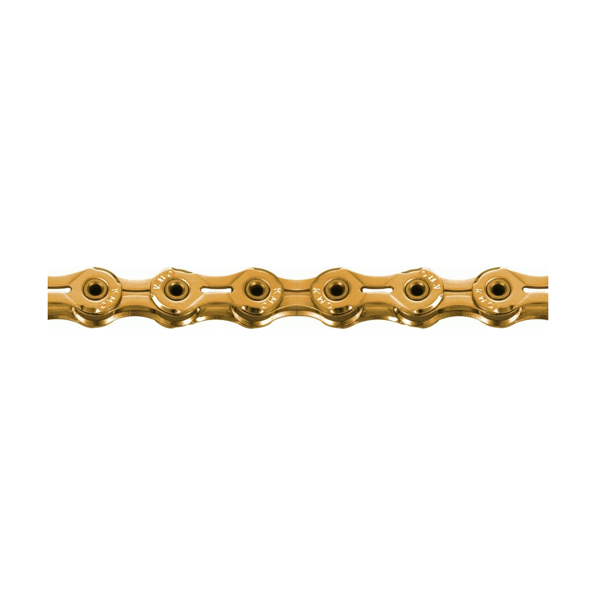 Catena KMC X11SL Ti-N a 11 velocità color oro — foto del prodotto su sfondo bianco