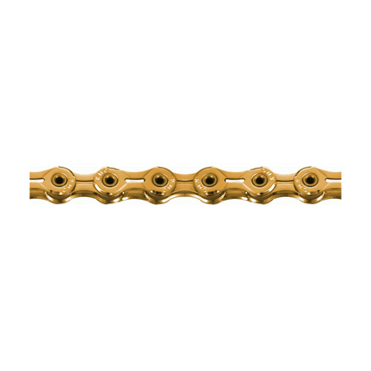 Catena KMC X11SL Ti-N a 11 velocità color oro — foto del prodotto su sfondo bianco