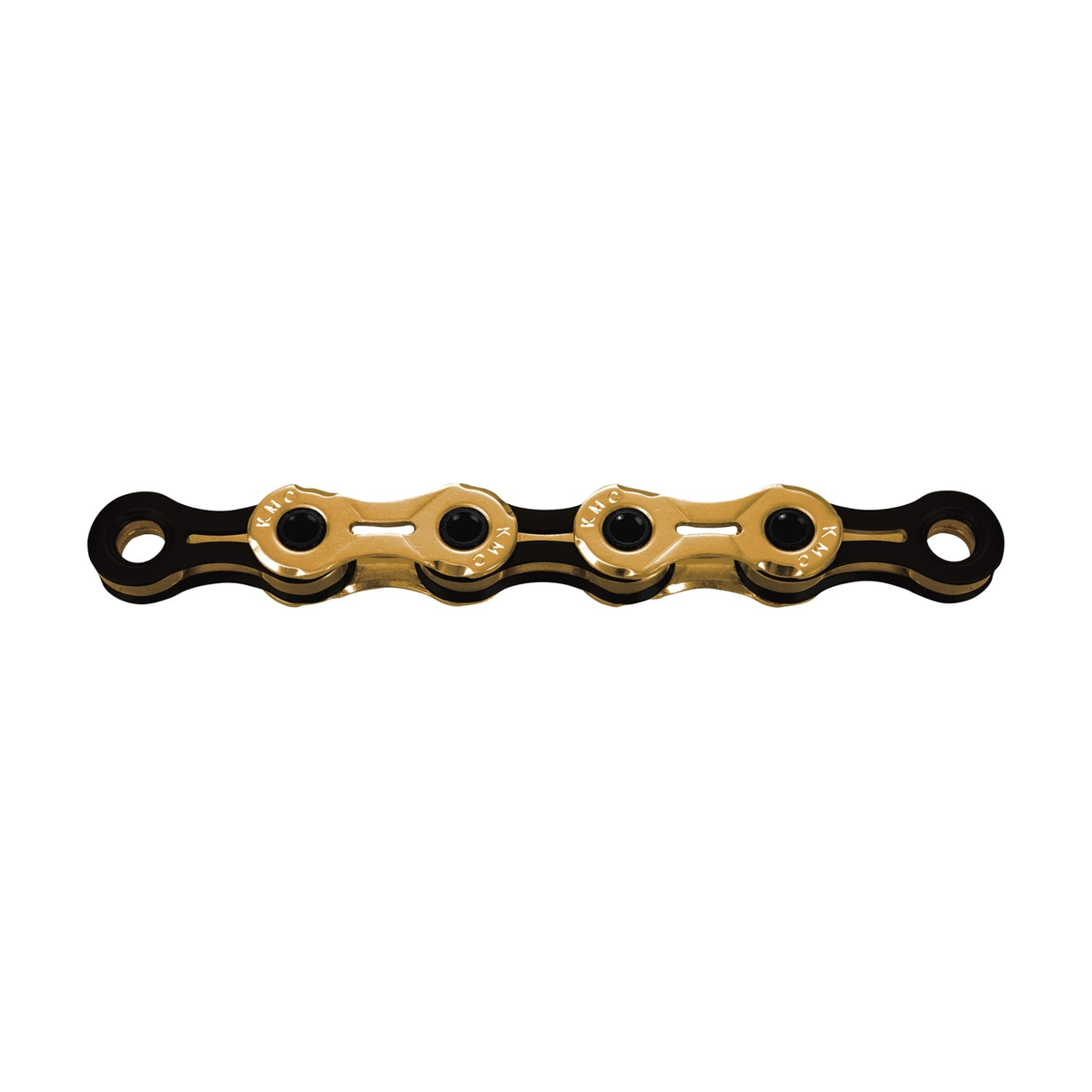 Catena KMC X11SL Ti-N a 11 velocità nera/oro — foto del prodotto su sfondo bianco