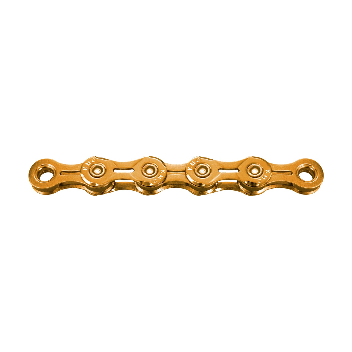 Catena KMC X11EL Ti-N a 11 velocità cerata color oro — foto del prodotto su sfondo bianco