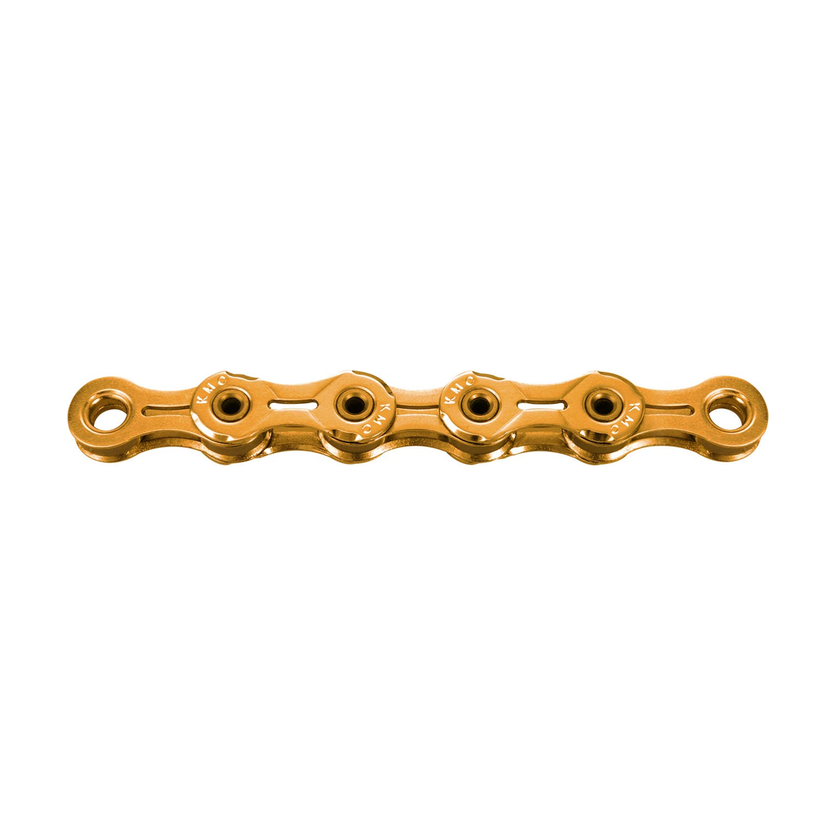 Catena KMC X11SL Ti-N a 11 velocità cerata color oro — foto del prodotto su sfondo bianco