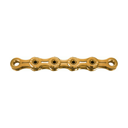 Catena KMC X10SL Ti-N a 10 velocità color oro — foto del prodotto su sfondo bianco