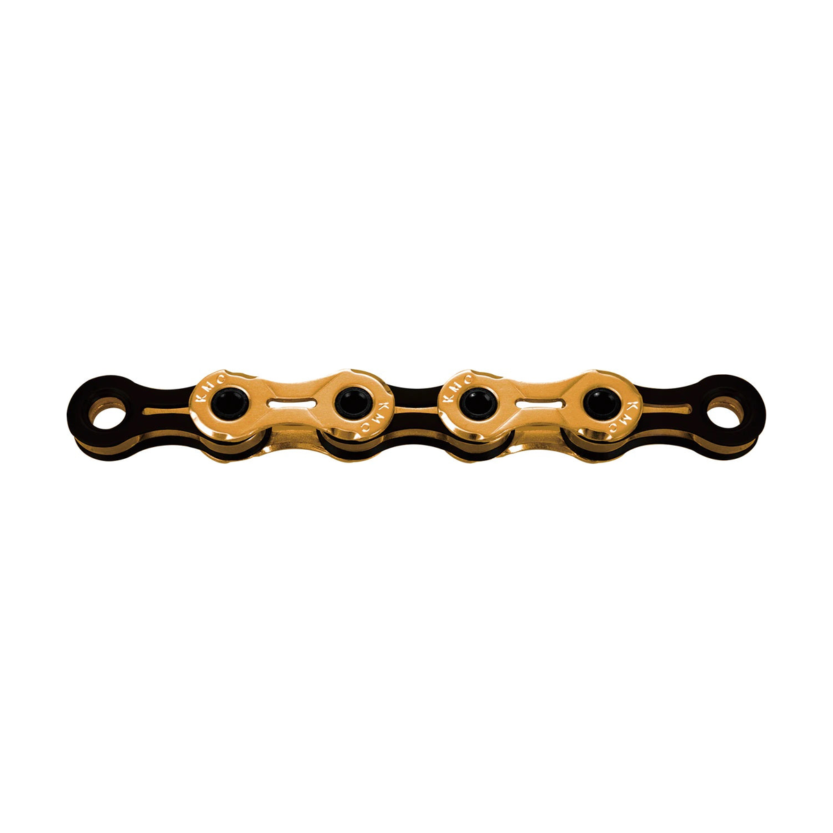 Catena KMC X11SL Ti-N a 11 velocità cerata nera/oro — foto del prodotto su sfondo bianco