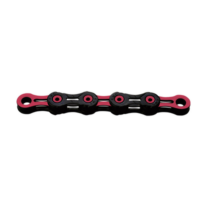 Catena KMC DLC11 a 11 velocità cerata nera/rosa — foto del prodotto su sfondo bianco