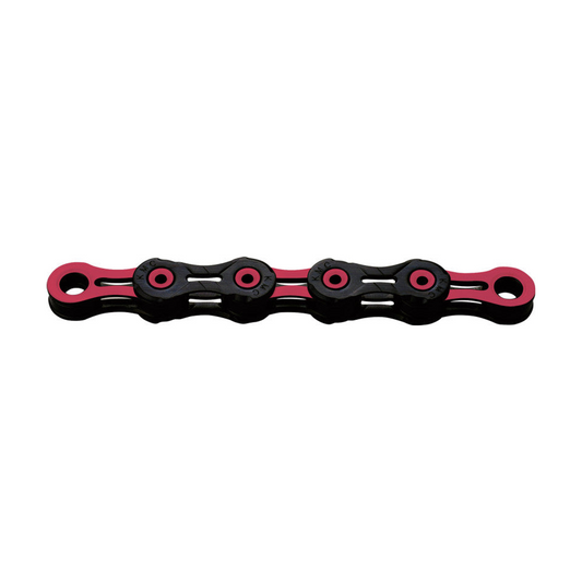 Catena KMC DLC11 a 11 velocità cerata nera/rosa — foto del prodotto su sfondo bianco