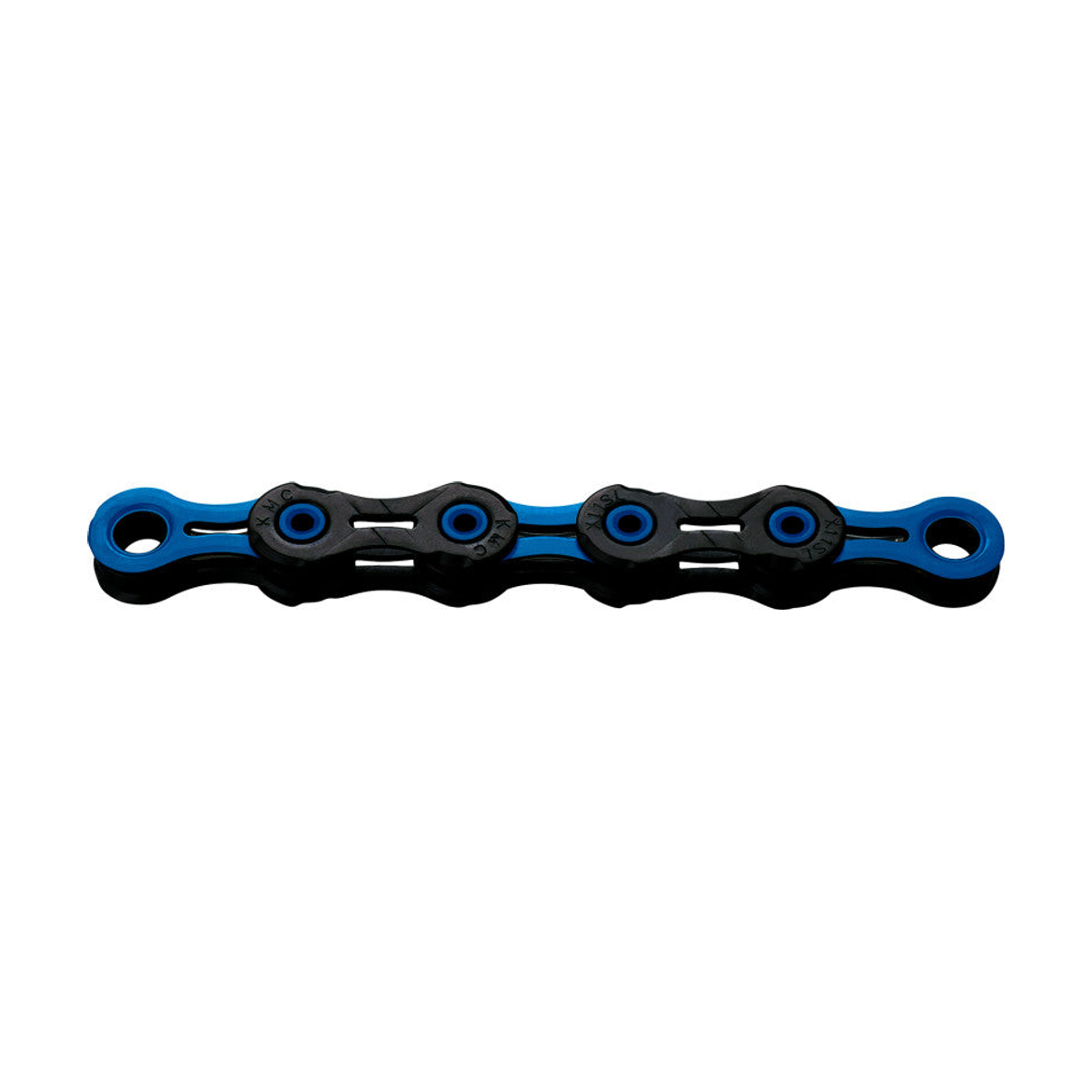 Catena KMC DLC11 a 11 velocità cerata nera/blu — foto del prodotto su sfondo bianco