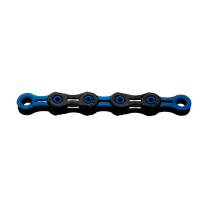 Catena KMC DLC11 a 11 velocità cerata nera/blu — foto del prodotto su sfondo bianco