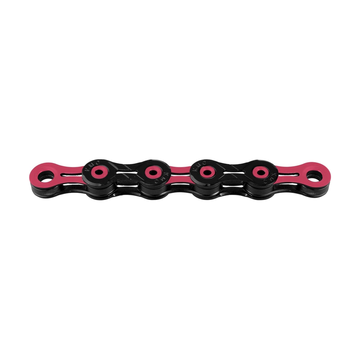 Catena KMC DLC11 a 11 velocità nera/rosa — foto del prodotto su sfondo bianco