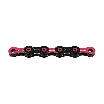 Catena KMC DLC11 a 11 velocità nera/rosa — foto del prodotto su sfondo bianco