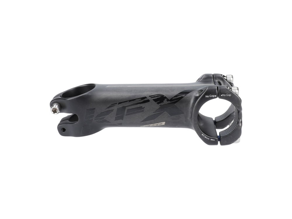 Attacco manubrio FSA KFX in carbonio -12° grigio — vista laterale su sfondo bianco