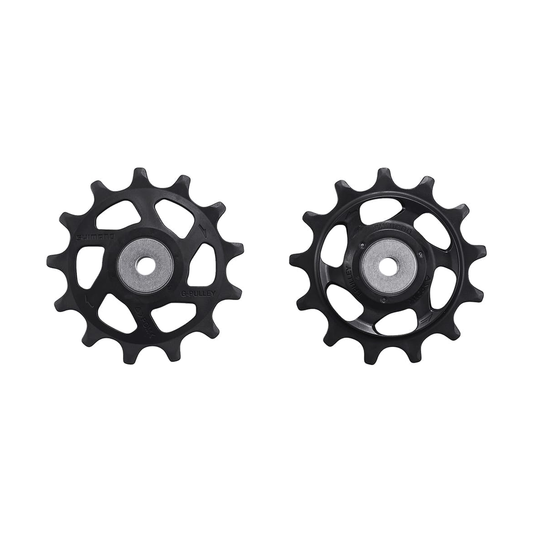 Pulegge del cambio posteriore a 12 velocità SHIMANO XT RD-M8100/M8120 — componente su sfondo bianco
