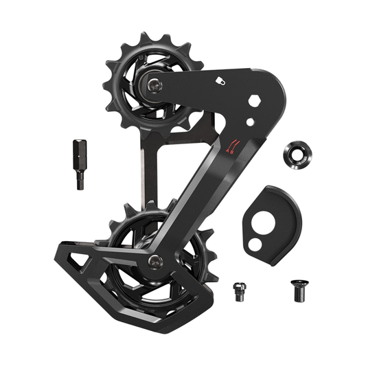 Gabbia + pulegge SRAM XO/XX/XX-SL T-TYPE EAGLE AXS — componente su sfondo bianco
