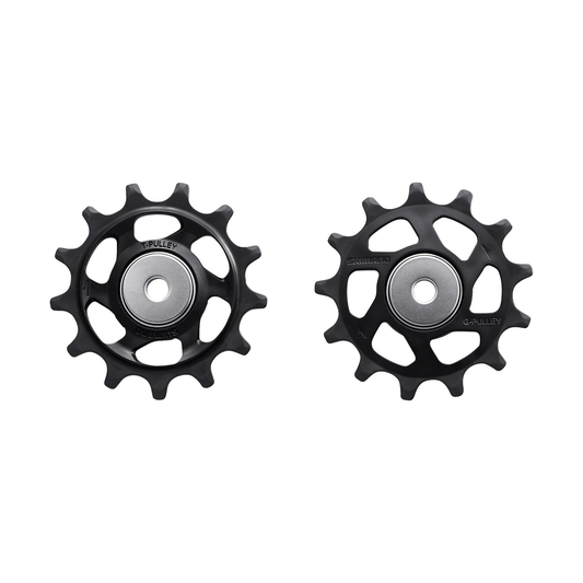Pulegge del cambio posteriore a 12 velocità SHIMANO XTR RD-M9100/M9120 — componente su sfondo bianco