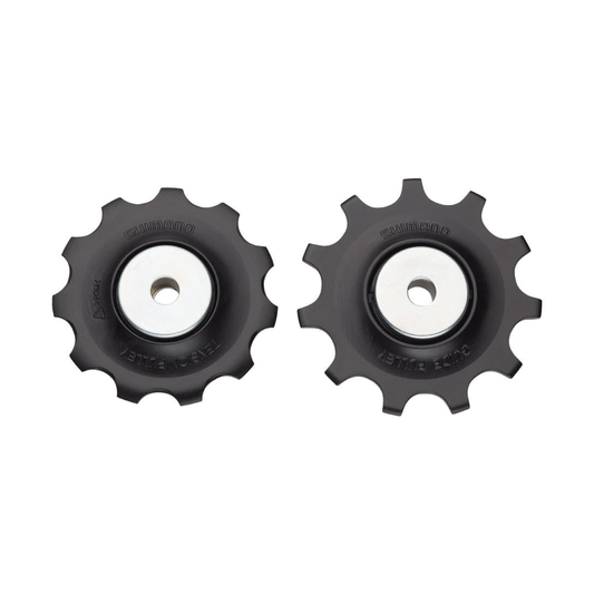 Pulegge del cambio posteriore a 11 velocità SHIMANO SLX M7000 / METREA U5000 #Y5RS98010 nere — componente su sfondo bianco