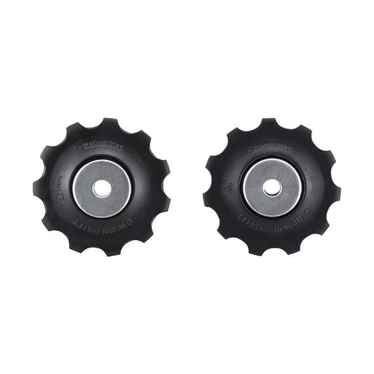 Pulegge del cambio posteriore a 10 velocità SHIMANO DEORE T6000 nere — componente su sfondo bianco