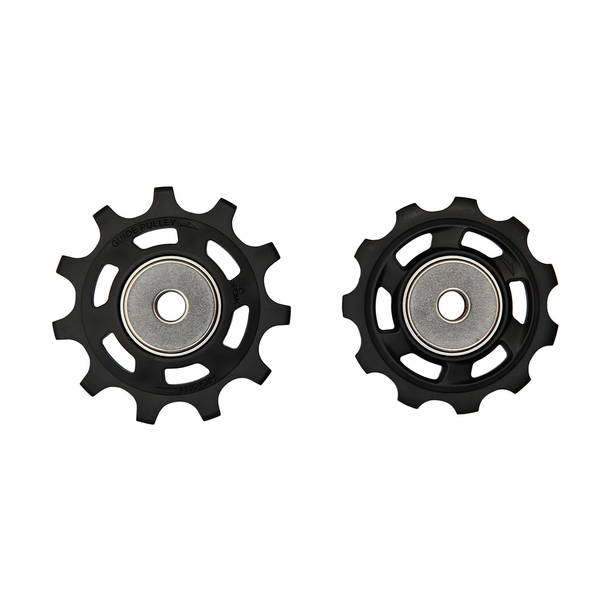 Pulegge del cambio posteriore a 11 velocità SHIMANO DYNA-SYS XTR RD-M9000 — componente su sfondo bianco