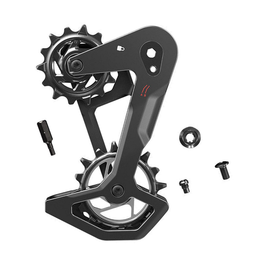 Gabbia completa del cambio posteriore SRAM T-TYPE EAGLE AXS in carbonio — componente su sfondo bianco