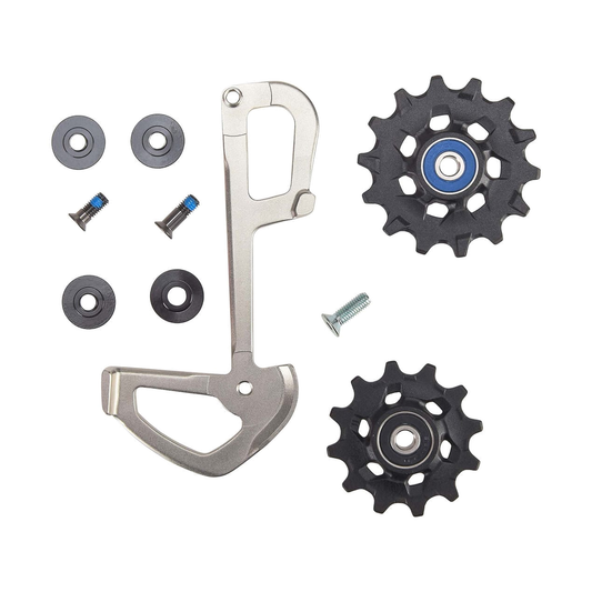 Gabbia interna + pulegge a 12 velocità SRAM EAGLE XX1 grigie — componente su sfondo bianco