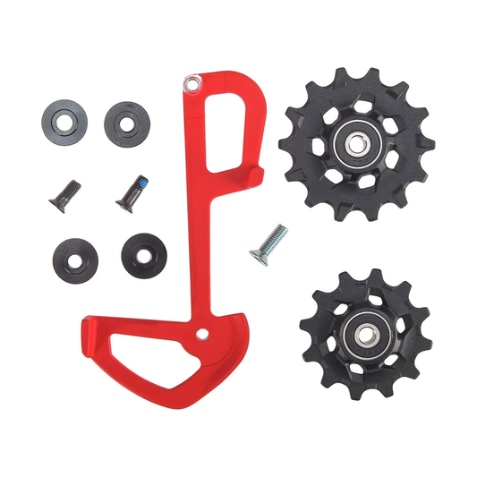 Gabbia interna + pulegge a 12 velocità SRAM EAGLE X01 rosse — componente su sfondo bianco