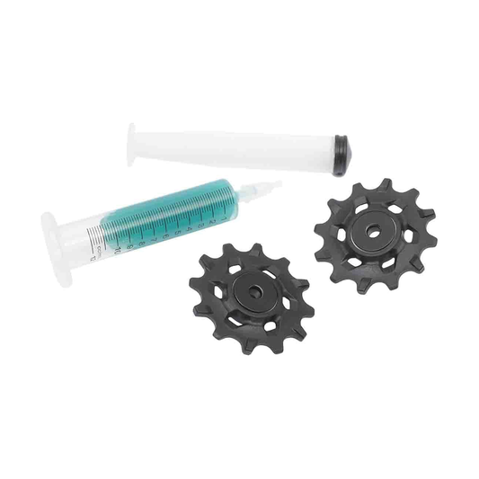Pulegge in ceramica del cambio a 11 velocità SRAM XX1/X01 #00.7518.025.000 nere — componente su sfondo bianco