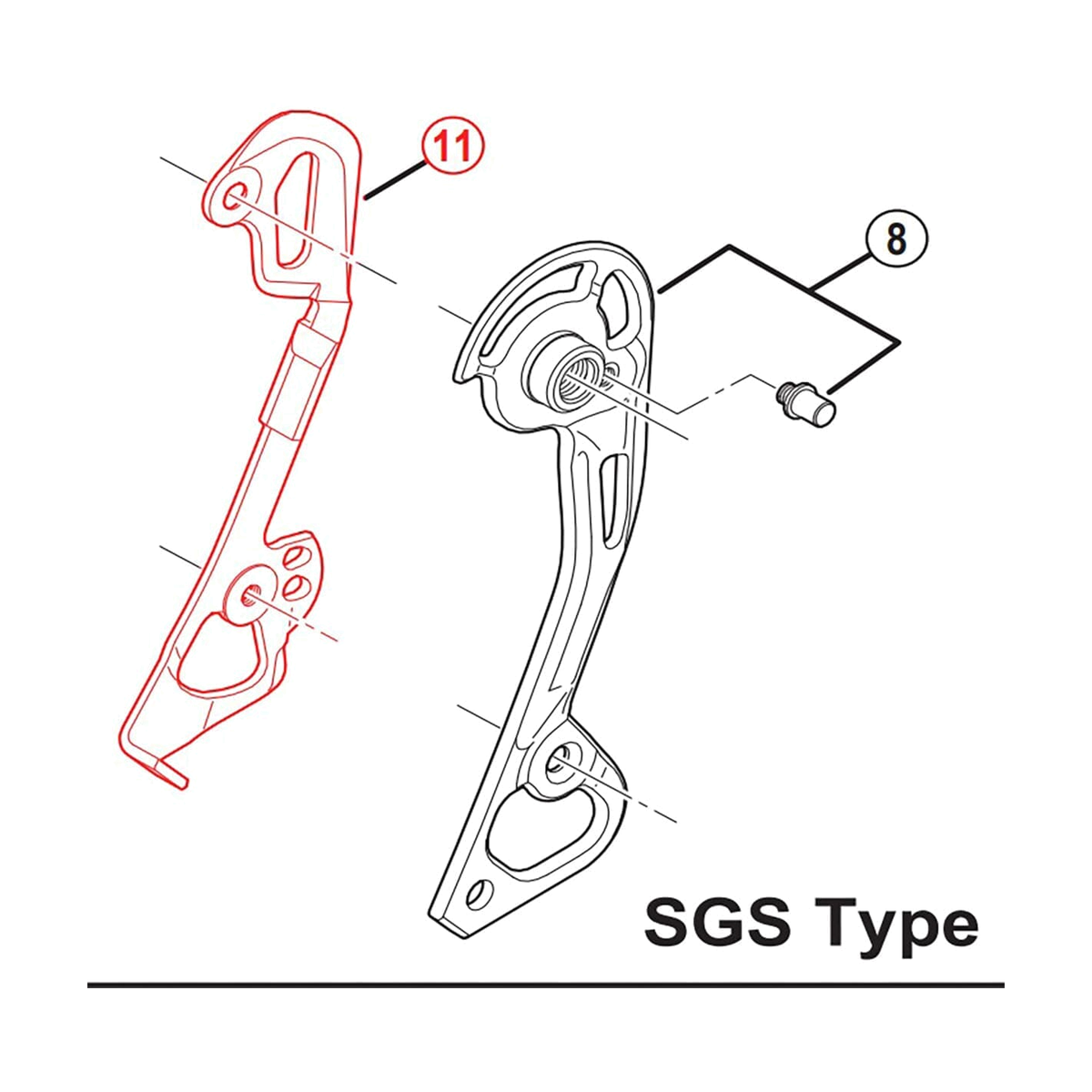 Gabbia interna lunga del cambio posteriore SHIMANO XTR RD-M980-SGS — illustrazione originale ritagliata su sfondo bianco