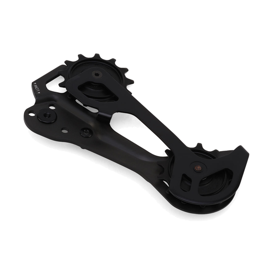 Gabbia e pulegge del cambio posteriore a 12 velocità SHIMANO XTR RD-M9250 SGS — componente su sfondo bianco