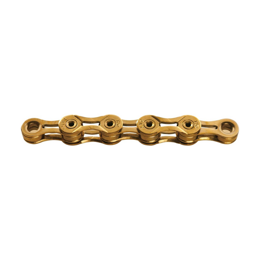 Catena 9 velocità KMC X9SL Ti-N oro — foto del prodotto su sfondo bianco