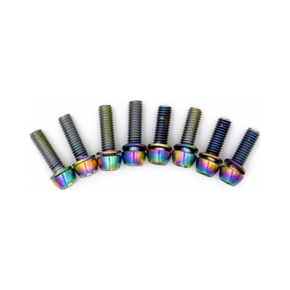 Kit viti TITLE per attacco manubrio DM1, finitura Oil Slick (x8) — vista principale su sfondo bianco