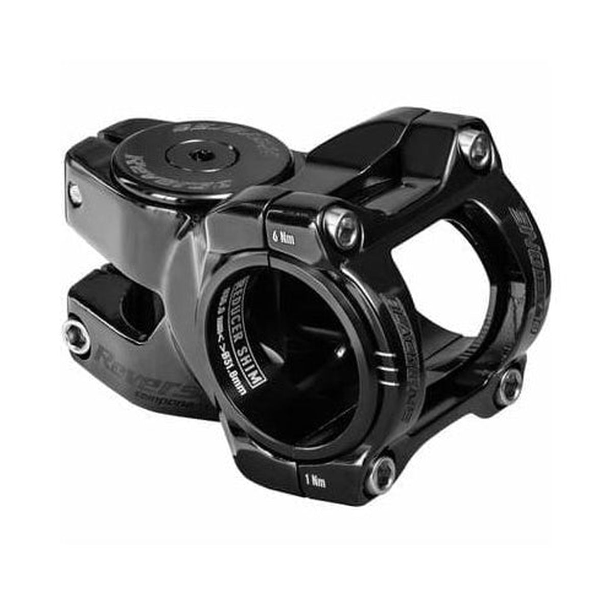 Attacco manubrio REVERSE COMPONENTS BLACK ONE D-2 Titanium nero/nero opaco — vista principale su sfondo bianco