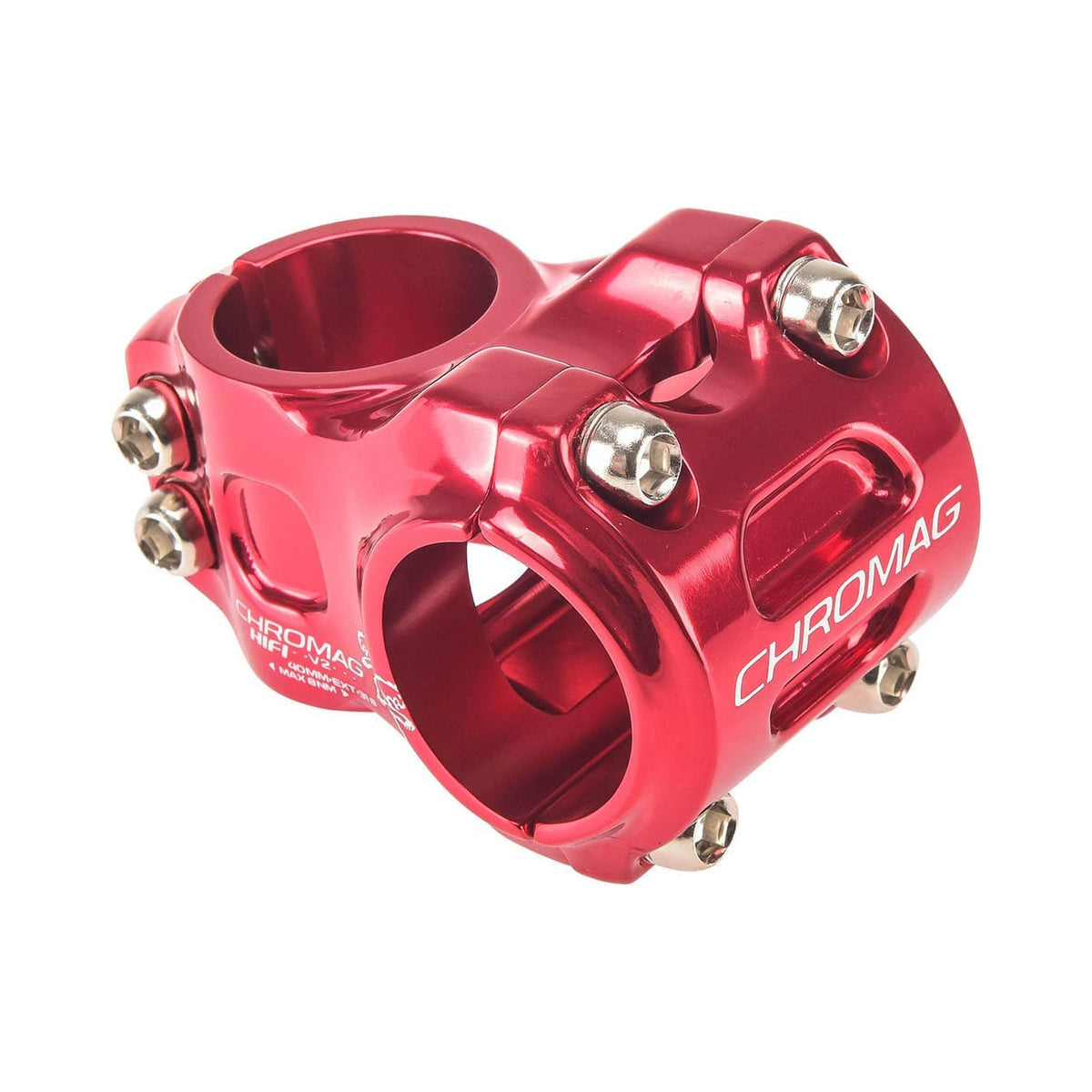 Attacco manubrio CHROMAG HIFI V2 0° rosso — vista principale su sfondo bianco