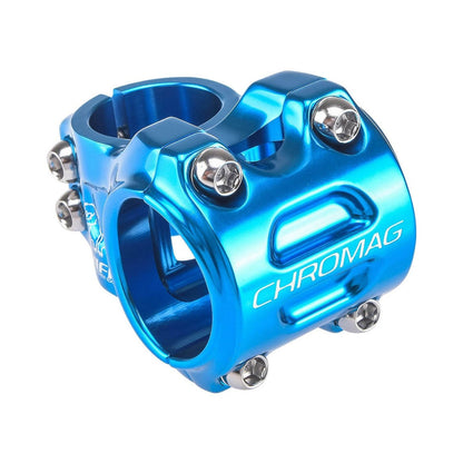 Attacco manubrio CHROMAG HIFI V2 0° blu — vista principale su sfondo bianco