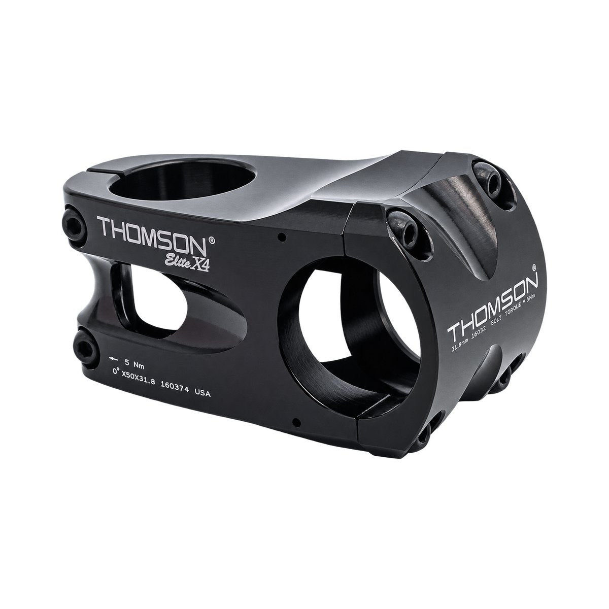 Attacco manubrio THOMSON ELITE X4 0° nero — vista principale su sfondo bianco