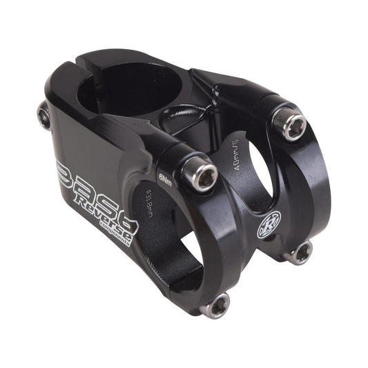 Attacco manubrio REVERSE COMPONENTS BASE nero lucido — vista principale su sfondo bianco