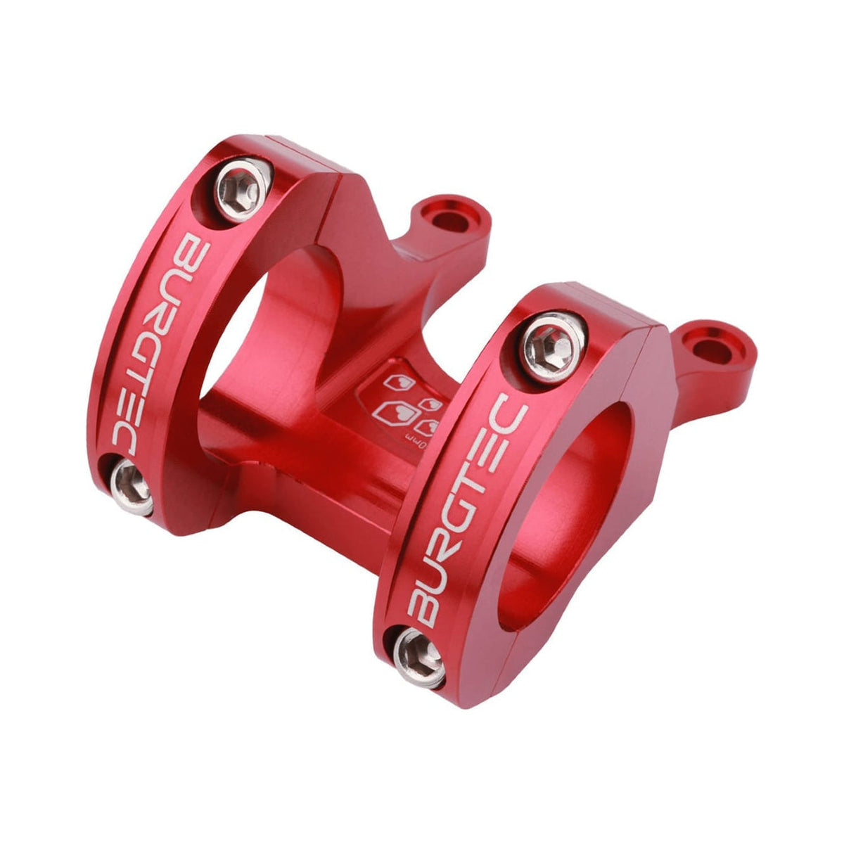 Attacco manubrio BURGTEC Direct Mount MK3 rosso — vista principale su sfondo bianco