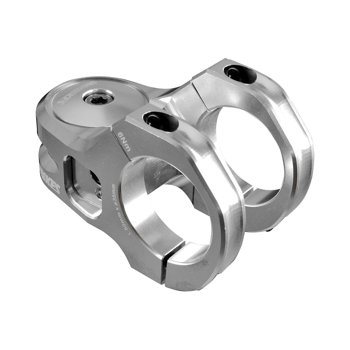 Attacco manubrio DMR DEFY50 rialzo 5mm argento — vista principale su sfondo bianco