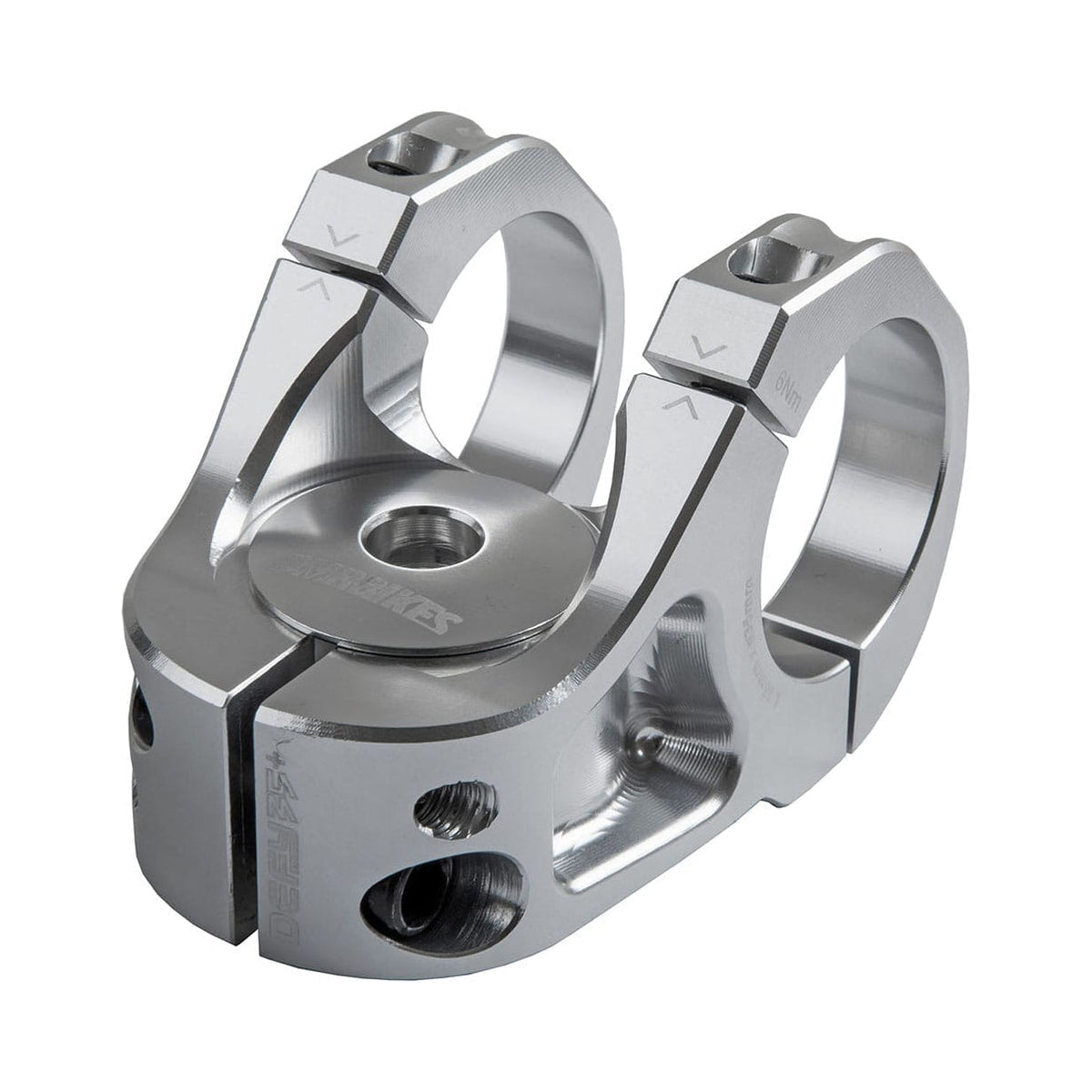 Attacco manubrio DMR DEFY35 rialzo 5mm argento — vista principale su sfondo bianco