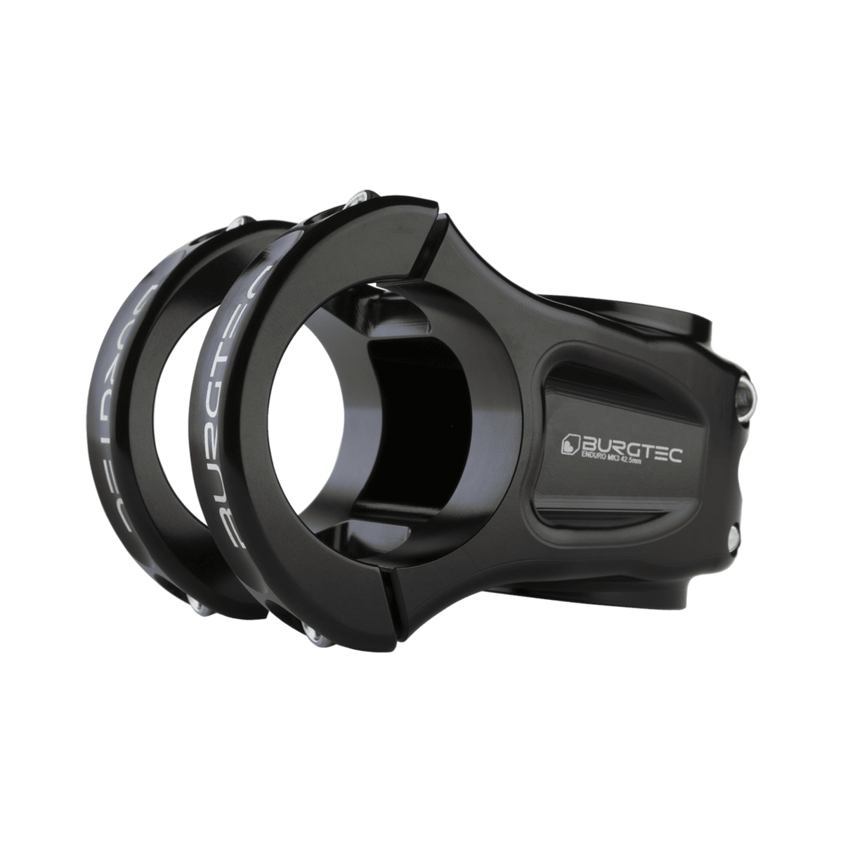 Attacco manubrio BURGTEC ENDURO MK3 nero — vista principale su sfondo bianco