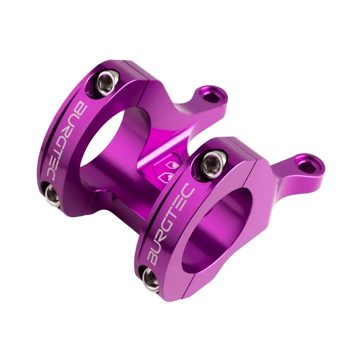 Attacco manubrio BURGTEC Direct Mount MK3 viola — vista principale su sfondo bianco