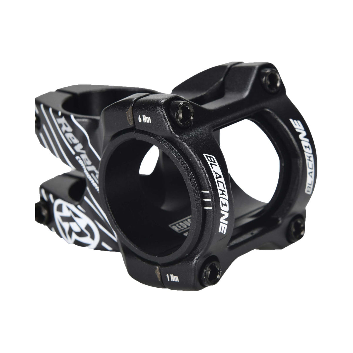 Attacco manubrio REVERSE COMPONENTS BLACK ONE D-2 nero/bianco — vista principale su sfondo bianco